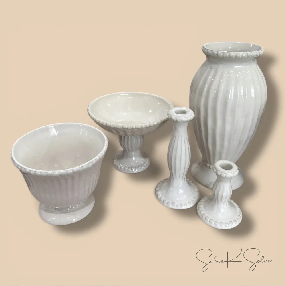 Tall Beaded Ceramic Vase Ivory - Threshold, Target‎